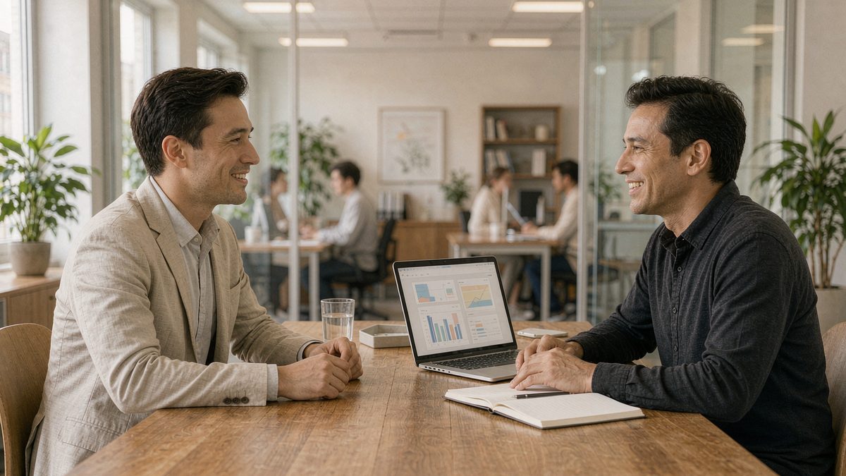 Consultant walking a client through a fixed-fee quote