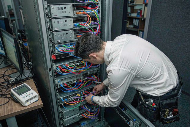 Home Engineer switching over cabling during a phone system migration